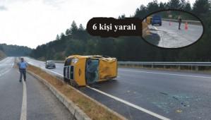 Otomobil devrildi; 6 kii yaral