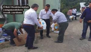 lk Ocaklarndan yangnzedelere erzak yardm