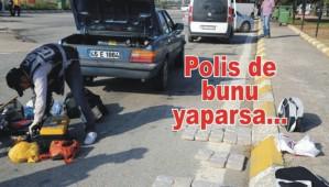 Polis memurunun aracndan eroin kt