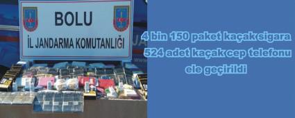 Bolu'da kaak sigara ve telefon ele geirildi