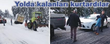 Yolda mahsur kalan vatandalarn yardmna Ormanclar yetiti