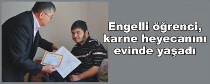Engelli renci, karne heyecann evinde yaad
