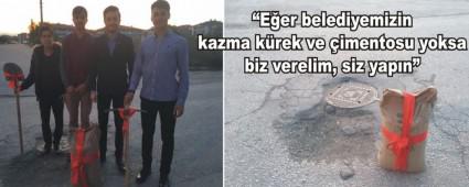 Belediyeye kurdeleli imento