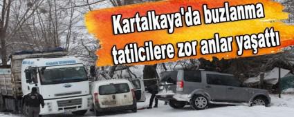 Kartalkaya'da buzlanma tatilcilere zor anlar yaatt