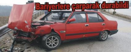 Bariyerlere arparak durabildi