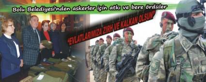 Bolu Belediyesi'nden askerler iin atk ve bere rdler