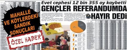 Evet cephesi 12 bin 355 oy kaybetti