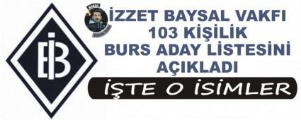 ZZET BAYSAL VAKFI 103 KLK BURS ADAY LSTESN AIKLADI