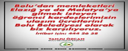 Deprem blgesine gidecek rencilerin ulam cretlerini Bolu Belediyesi karlayacak