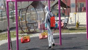 Gerede\'de parklar dezenfekte edildi