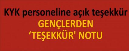 GENLERDEN TEEKKR\' NOTU