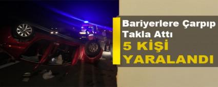 Bariyerlere arpan Otomobil Takla Att