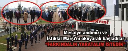 Mesaiye andmz ve stiklal Mar\'n okuyarak baladlar