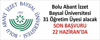 Bolu Abant zzet Baysal niversitesi 31 retim yesi alacak