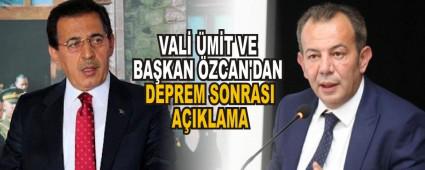 Vali mit ve Bakan zcan\'dan Deprem Sonras Aklama