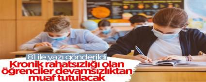 KRONK RAHATSIZLII OLAN RENCLER DEVAMSIZLIKTAN MUAF TUTULACAK