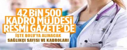 TE BOLU\'YA ALINACAK SALIKI SAYISI VE KADROLARI