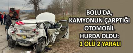 Bolu\'da, kamyonun arpt otomobil hurda oldu: 1 l 2 yaral